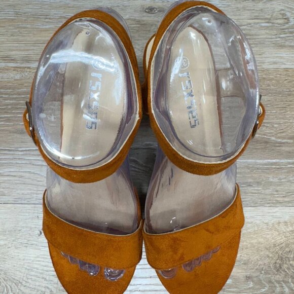 rsxses Brown suede Platform Heel Sandals Women's Size EU 37 - Picture 2 of 6